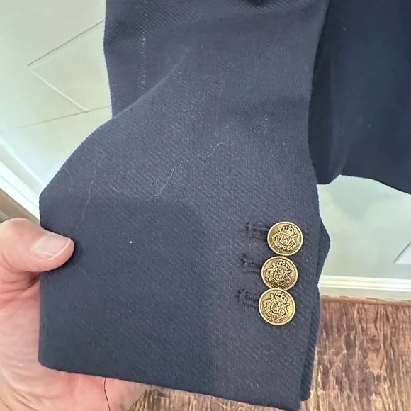 Navy Knit Double Breasted Blazer size 10 - Picture 5 of 9